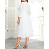 image:imagePlus Size Wedding Guest Dress Fall Semi Formal 34 Sleeve Aline Midi Dress  Plus Size Cocktail Wedding Guest Dress Fall 34 Sleeve ALine Midi Dresses Curvy Women Modest Semi Formal Church DressWhite