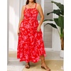 image:imageTalisea Plus Size Summer Dress  Boho Spaghetti Strap Maxi Dress Women  Casual boho long maxi sundress with pockets adjustable spaghetti straps amp flowy fit for summer beach vacationRed Floral
