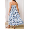 image:imageTalisea Plus Size Summer Dress  Boho Spaghetti Strap Maxi Dress Women  Casual boho long maxi sundress with pockets adjustable spaghetti straps amp flowy fit for summer beach vacationBlue Floral