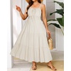 image:imageTalisea Plus Size Summer Dress  Boho Spaghetti Strap Maxi Dress Women  Casual boho long maxi sundress with pockets adjustable spaghetti straps amp flowy fit for summer beach vacationBeige Plaid