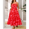 image:imageTalisea Plus Size Summer Dress  Boho Spaghetti Strap Maxi Dress Women  Casual boho long maxi sundress with pockets adjustable spaghetti straps amp flowy fit for summer beach vacationRed Floral