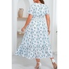 image:imageTalisea Plus Size Summer Dresses  Casual Boho Cotton Long Maxi Dress Women  Flow Plus Size Summer Maxi Dress Casual Long Dresses Curvy Women Boho Short Sleeve Dress Slit Fall Long Sleeve ALine DressBlue White Floral