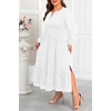 image:imageTalisea Plus Size Summer Dresses  Casual Boho Cotton Long Maxi Dress Women  Flow Plus Size Summer Maxi Dress Casual Long Dresses Curvy Women Boho Short Sleeve Dress Slit Fall Long Sleeve ALine DressWhite