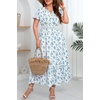 image:imageTalisea Plus Size Summer Dresses  Casual Boho Cotton Long Maxi Dress Women  Flow Plus Size Summer Maxi Dress Casual Long Dresses Curvy Women Boho Short Sleeve Dress Slit Fall Long Sleeve ALine DressBlue White Floral