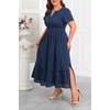 image:imageTalisea Plus Size Summer Dresses  Casual Boho Cotton Long Maxi Dress Women  Flow Plus Size Summer Maxi Dress Casual Long Dresses Curvy Women Boho Short Sleeve Dress Slit Fall Long Sleeve ALine DressNavy Blue