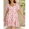 image:imageTalisea Plus Size Sweetheart Neck Puff Short Sleeve Babydoll Summer Dress  Sweetheart neck  puff short sleeves  ruched front  smocked back  tiered ruffle hem  babydoll summer dressWhite Red Floral