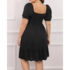 image:imageTalisea Plus Size Sweetheart Neck Puff Short Sleeve Babydoll Summer Dress  Sweetheart neck  puff short sleeves  ruched front  smocked back  tiered ruffle hem  babydoll summer dressBlack