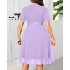 image:imageTalisea Plus Size Wedding Guest Lace Chiffon Ruffle Tea Length Dress  Delicate lace bodice  ruffle chiffon skirt  elegant V neck  tea length  light flowy movementLavender