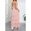 image:imageTalisea Wedding Guest Dress Jacquard Strapless Smocked Tiered Maxi Dress  Exquisite Floral Textured Jacquard Sleeveless Ruffle Chiffon Long Dress for Wedding Bridal Shower Graduation Party BeachPink