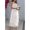 image:imageTalisea Wedding Guest Dress Jacquard Strapless Smocked Tiered Maxi Dress  Exquisite Floral Textured Jacquard Sleeveless Ruffle Chiffon Long Dress for Wedding Bridal Shower Graduation Party BeachWhite