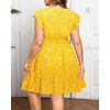 image:imageTalisea Womens Plus Size V Neck Ruffle Sleeve Flowy Summer Dress  V neckline  ruffle sleeves  tiered Aline hem  smocked waist  functional pockets  flowy short silhouetteYellow Floral