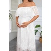 image:imageWomens Off Shoulder Maternity Dress Swiss Dot Boho Baby Shower Dress  Swiss dot chiffon fabricoff shoulder boho designmaternity baby shower dress styleWhite Lace