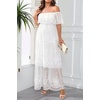 image:imageWomens Off Shoulder Maternity Dress Swiss Dot Boho Baby Shower Dress  Swiss dot chiffon fabricoff shoulder boho designmaternity baby shower dress styleWhite Lace