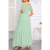 image:imageWomens Off Shoulder Maternity Dress Swiss Dot Boho Baby Shower Dress  Swiss dot chiffon fabricoff shoulder boho designmaternity baby shower dress styleMint Green