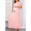 image:imageWomens Off Shoulder Maternity Dress Swiss Dot Boho Baby Shower Dress  Swiss dot chiffon fabricoff shoulder boho designmaternity baby shower dress styleLight Pink