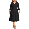 image:imagePlus Size Wedding Guest Dress Fall Semi Formal 34 Sleeve Aline Midi Dress  Plus Size Cocktail Wedding Guest Dress Fall 34 Sleeve ALine Midi Dresses Curvy Women Modest Semi Formal Church DressBlack