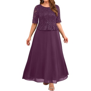 image:imagePlus Size Formal Dress  Sequin Lace Mother of The Bride Maxi Dress Women  Elegant formal maxi evening gown sequin lace bodice ideal for mother of the bride amp wedding guestsDark Purple