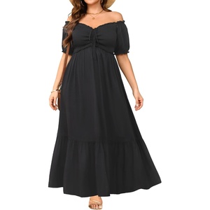 image:imagePlus Size Summer Dresses Off the Shoulder Boho Maxi A Line Long Dress Women  Plus Size Summer Maxi Dresses Women Casual Boho Off the Shoulder Long Dress Spring Flowy Beach Vacation SundressBlack