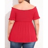 image:imagePlus Size Off The Shoulder Tops Summer Short Sleeve Smocked Baby Doll Shirt Tunic Blouse