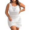 image:imageTalisea Plus Size Swimsuit Cover Up  Bathing Suit Coverups Women  Crochet knit summer dress sleeveless with side slit ideal bikini coverups amp swimwear bathing suit coverupPure White
