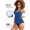 image:imageWomen Underwire Tankini Top Only  Supportive Flowy Swimsuit Top  Underwire for reliable support Removable pads for customizable coverage Lightly flowy for easy coverageBlue