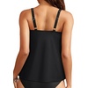 image:imageWomen Underwire Tankini Top Only  Supportive Flowy Swimsuit Top  Underwire for reliable support Removable pads for customizable coverage Lightly flowy for easy coverageBlack