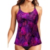 image:imageWomen Underwire Tankini Top Only  Supportive Flowy Swimsuit Top  Underwire for reliable support Removable pads for customizable coverage Lightly flowy for easy coveragePurple Leaf