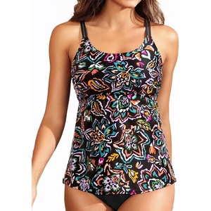 image:imageWomen Underwire Tankini Top Only  Supportive Flowy Swimsuit Top  Underwire for reliable support Removable pads for customizable coverage Lightly flowy for easy coverageColorful Paisley