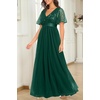 image:imageFormal Dresses Sequin Tulle V Neck A Line Long Dress Prom Evening GownDark Green