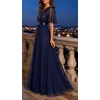 image:imageFormal Dresses Sequin Tulle V Neck A Line Long Dress Prom Evening GownNavy Blue