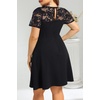 image:imagePlus Size Cocktail Dress Black Lace Long Sleeve Short A Line Dresses WomenBlack