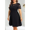 image:imagePlus Size Cocktail Dress Black Lace Long Sleeve Short A Line Dresses WomenBlack