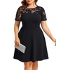 image:imagePlus Size Cocktail Dress Black Lace Long Sleeve Short A Line Dresses WomenBlack
