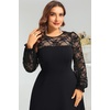 image:imagePlus Size Cocktail Dress Black Lace Long Sleeve Short A Line Dresses WomenBlack Long Sleeve