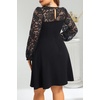 image:imagePlus Size Cocktail Dress Black Lace Long Sleeve Short A Line Dresses WomenLong Sleeve Black