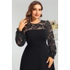 image:imagePlus Size Cocktail Dress Black Lace Long Sleeve Short A Line Dresses WomenLong Sleeve Black
