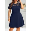 image:imagePlus Size Cocktail Dress Black Lace Long Sleeve Short A Line Dresses WomenNavy Blue