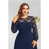 image:imagePlus Size Cocktail Dress Black Lace Long Sleeve Short A Line Dresses WomenNavy Blue Long Sleeve
