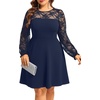 image:imagePlus Size Cocktail Dress Black Lace Long Sleeve Short A Line Dresses WomenNavy Blue Long Sleeve
