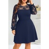 image:imagePlus Size Cocktail Dress Black Lace Long Sleeve Short A Line Dresses WomenNavy Blue Long Sleeve