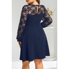 image:imagePlus Size Cocktail Dress Black Lace Long Sleeve Short A Line Dresses WomenNavy Blue Long Sleeve
