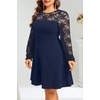image:imagePlus Size Cocktail Dress Black Lace Long Sleeve Short A Line Dresses WomenNavy Blue Long Sleeve