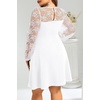 image:imagePlus Size Cocktail Dress Black Lace Long Sleeve Short A Line Dresses WomenWhite Long Sleeve