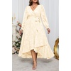 image:imagePlus Size Dresses Wedding Guest Fall Floral Long Sleeve Maxi Dress WomenBeige