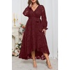 image:imagePlus Size Dresses Wedding Guest Fall Floral Long Sleeve Maxi Dress WomenBurgundy