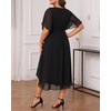 image:imagePlus Size Dresses Wedding Guest Formal Chiffon Short Sleeve High Low DressBlack