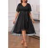 image:imagePlus Size Dresses Wedding Guest Formal Chiffon Short Sleeve High Low DressBlackglitter