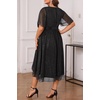 image:imagePlus Size Dresses Wedding Guest Formal Chiffon Short Sleeve High Low DressBlackglitter