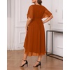 image:imagePlus Size Dresses Wedding Guest Formal Chiffon Short Sleeve High Low DressBurnt Orange