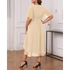 image:imagePlus Size Dresses Wedding Guest Formal Chiffon Short Sleeve High Low DressChampagne